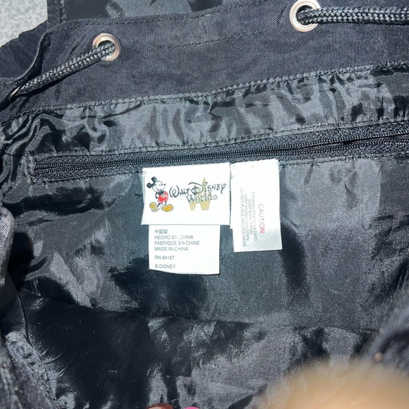 Vintage Walt Disney World Characters Backpack Drawstring Tote Bag Black - Picture 8 of 10